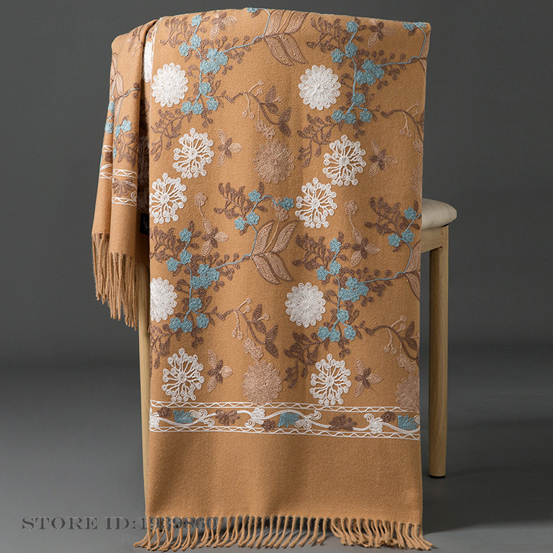 Woven Scarf Blanket - Bufanda de cachemira para mujer, chal