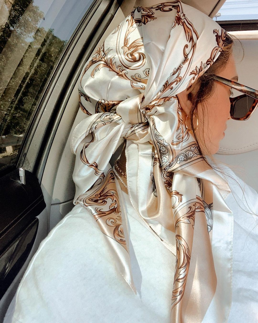 Head Wrap Turban - Bufanda cuadrada de satén para mujer,