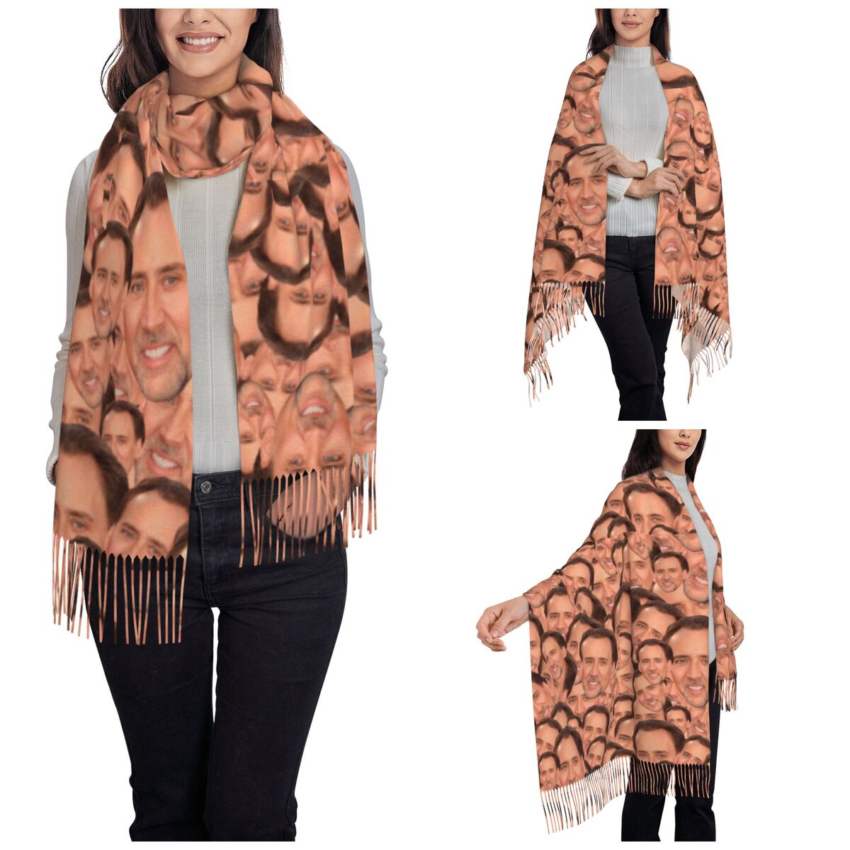 Nicolas Cage Meme Face Chal Wr - Pashmina Wrap Large reseña y precio